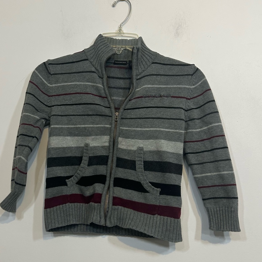 Calvin Klein Grey Stripped Sweater Kids Size 5